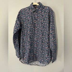 Boden Floral Button Up Shirt Womens Blue Pink Colorful Long Sleeve size 16